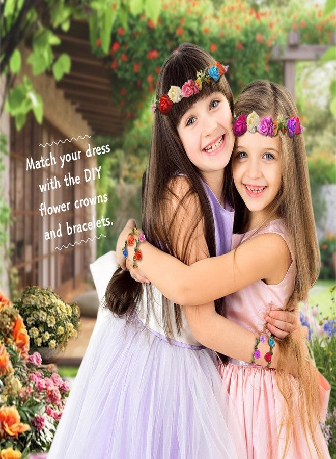 EggSun Flower Crown Making Kit for Girls Kids Gift Tea Party Spring Craft Bracelet DIY Fairy Flower Crown Kit Kids Birthday Party Floral Hair Arts Crafts Spring Easter Gift for Girls 5 6 7 12 Year Old - Image 5